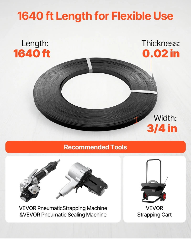 VEVOR Plieninė tvirtinimo juosta 19 mm x 500 m