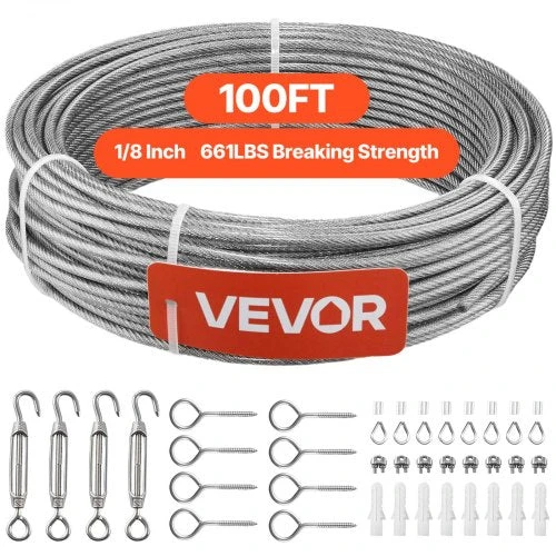 VEVOR 3,2 mm plieninio lyno rinkinys, 30,5 m
