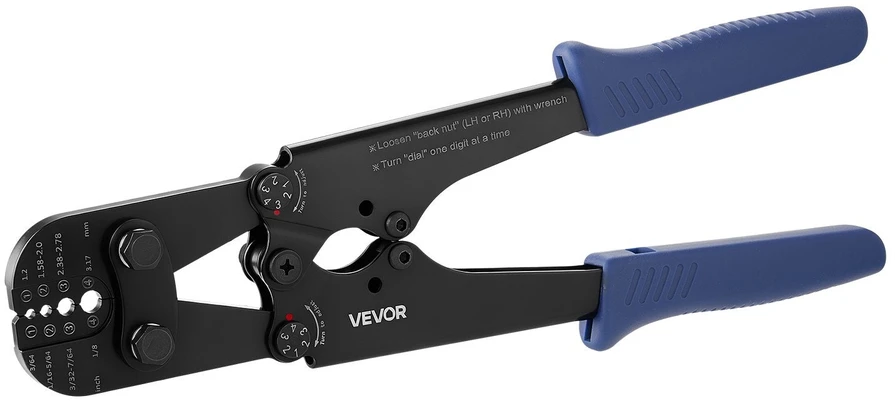Plieninio lyno užspaudimo replės VEVOR DRM-1608, 1,2–3,17 mm
