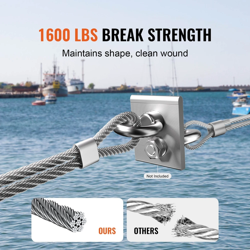 VEVOR Nerūdijančio plieno trosas 1/8" 1000 pėdų