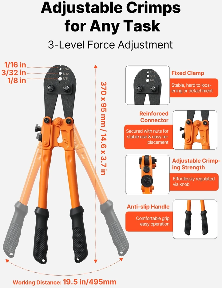 VEVOR 3,18 mm nerūdijančio plieno trosas 30,5 m (7x7)