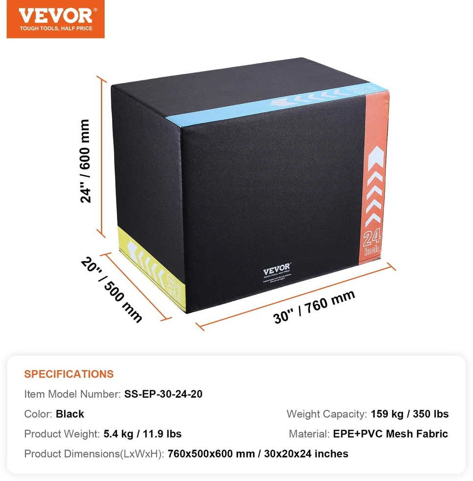 VEVOR 3 viename 30/24/20 cm šuolių dėžė
