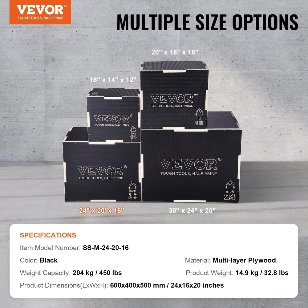 VEVOR 3 in 1 pliometrinė šuolių dėžė medinė