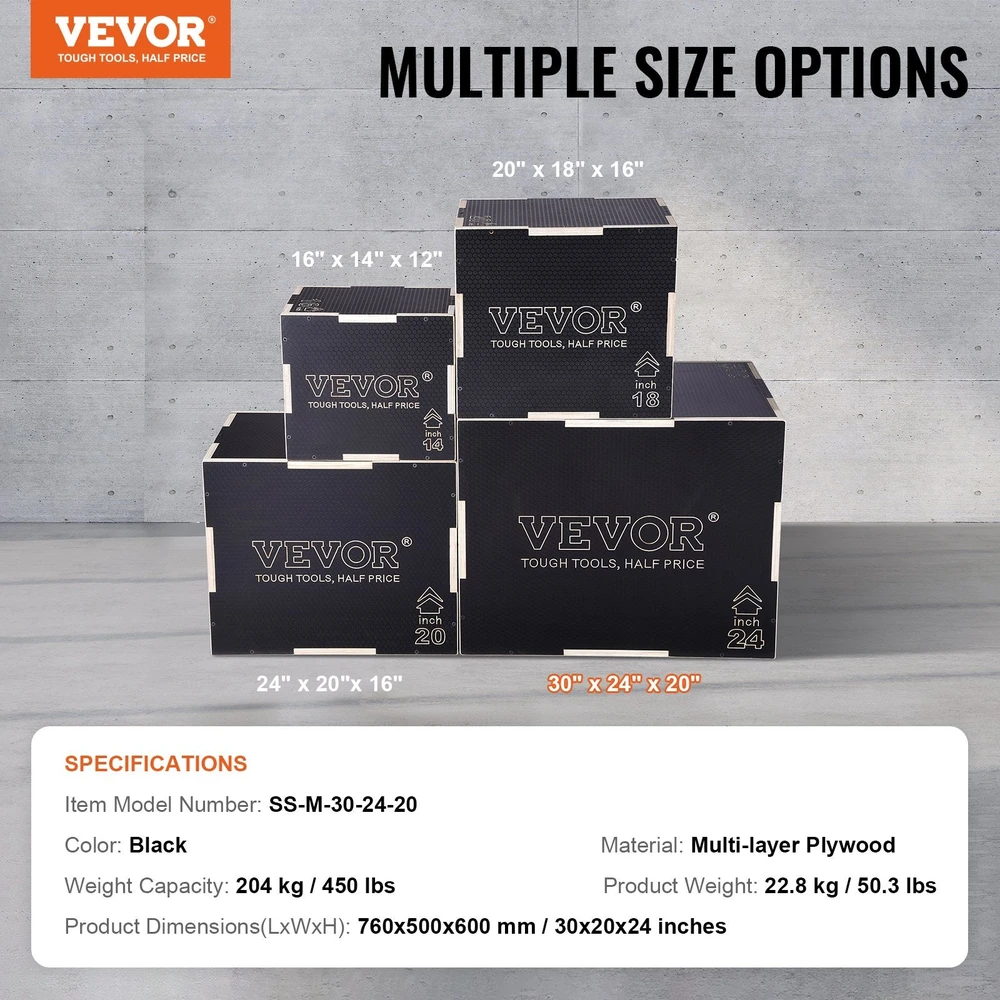 VEVOR 3 in 1 medinių plyometrinių šuolių dėžė