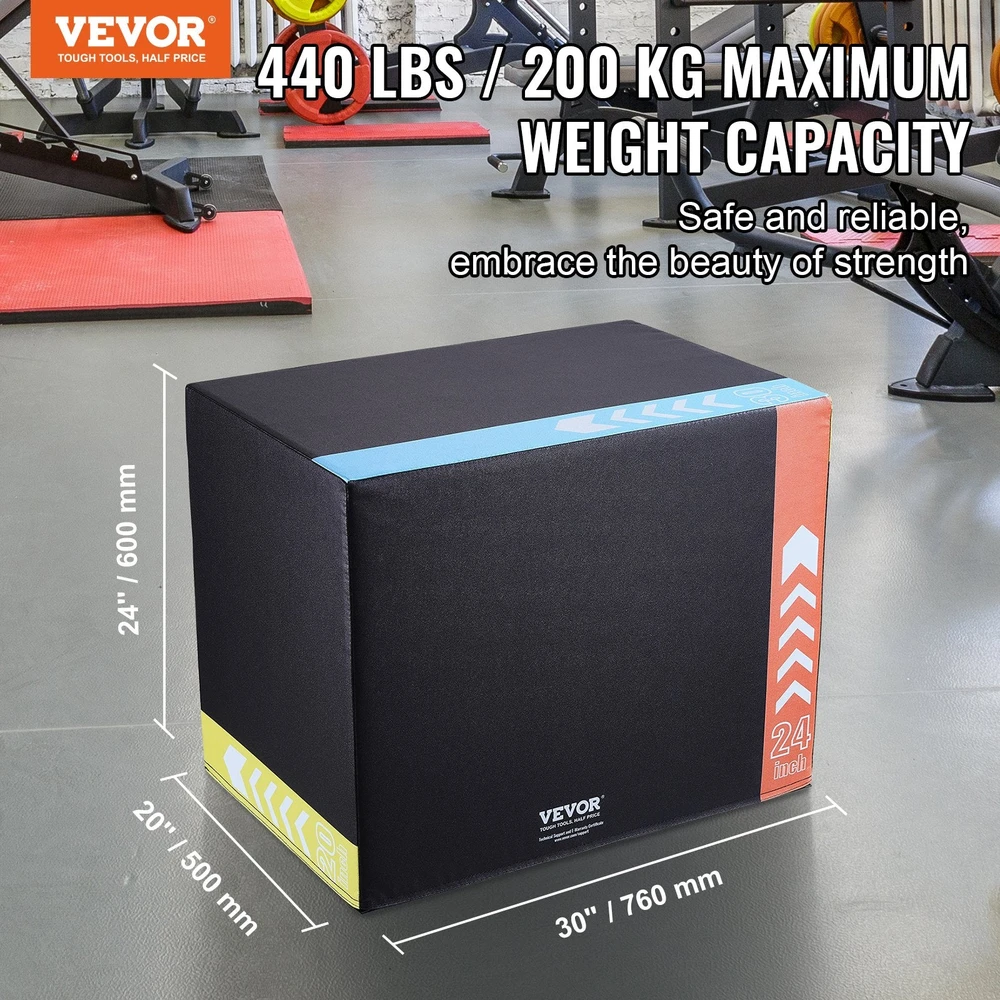 VEVOR 3 viename šuolių dėžė 30/24/20 cm