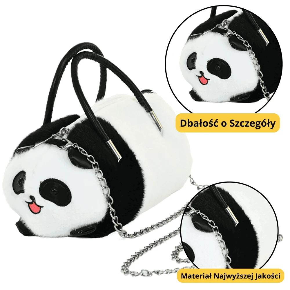 Lean Toys Pliušinė panda rankinė su metaline grandine, 20 cm