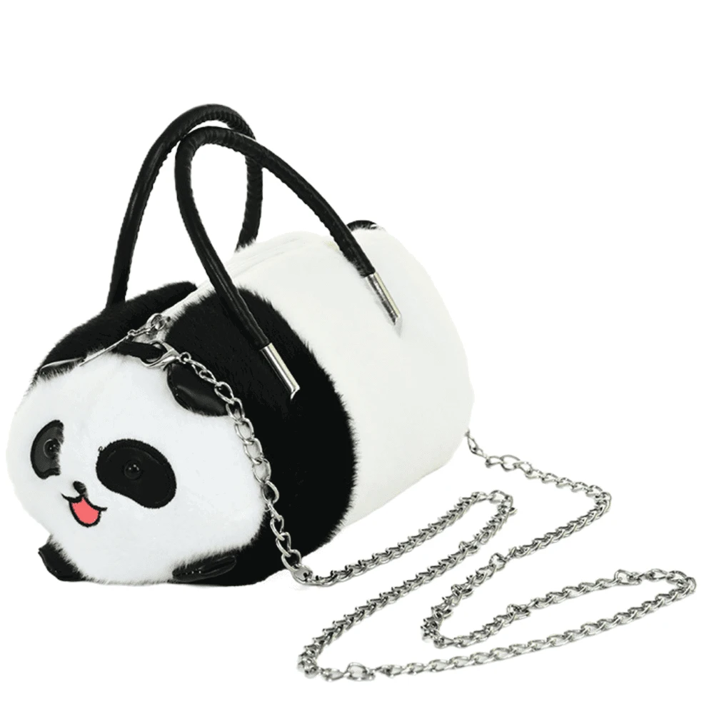 Lean Toys Pliušinė panda rankinė su metaline grandine, 20 cm