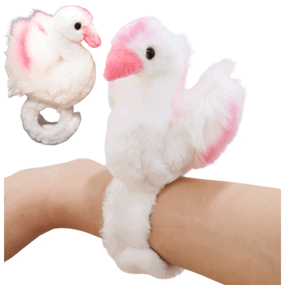Lean Toys Pliušinis gulbės žaislas su apyranke, baltas