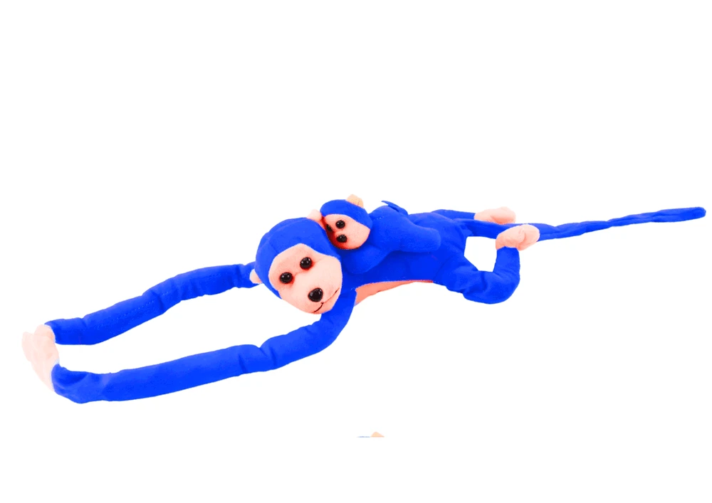 Lean Toys Minkšta mėlyna beždžionė su mažyliu, 90 cm
