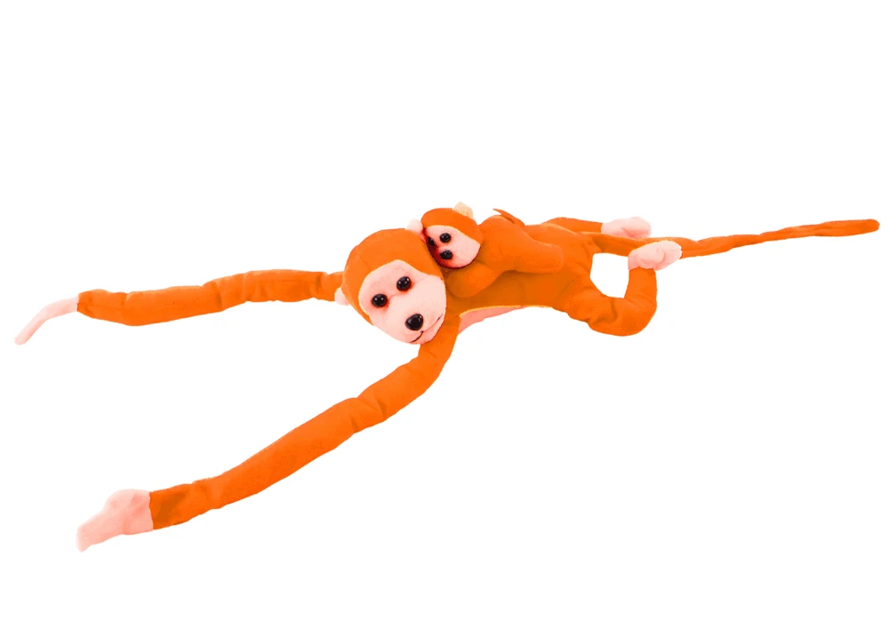 Lean Toys Pliušinis beždžionių žaislas su vaiku, oranžinis, 90 cm