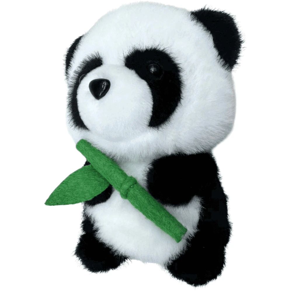 Lean Toys Pliušinis žaislas panda su bambuku 18 cm