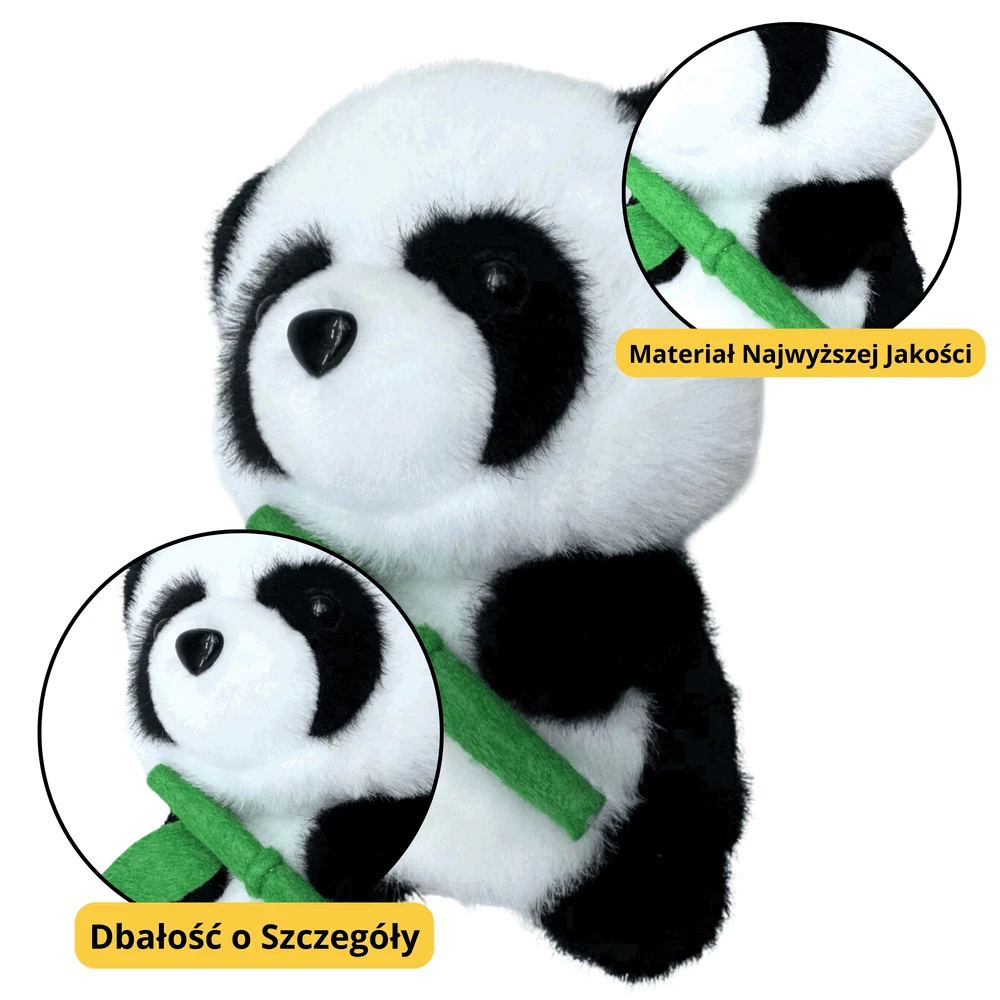 Lean Toys Pliušinis žaislas panda su bambuku 18 cm