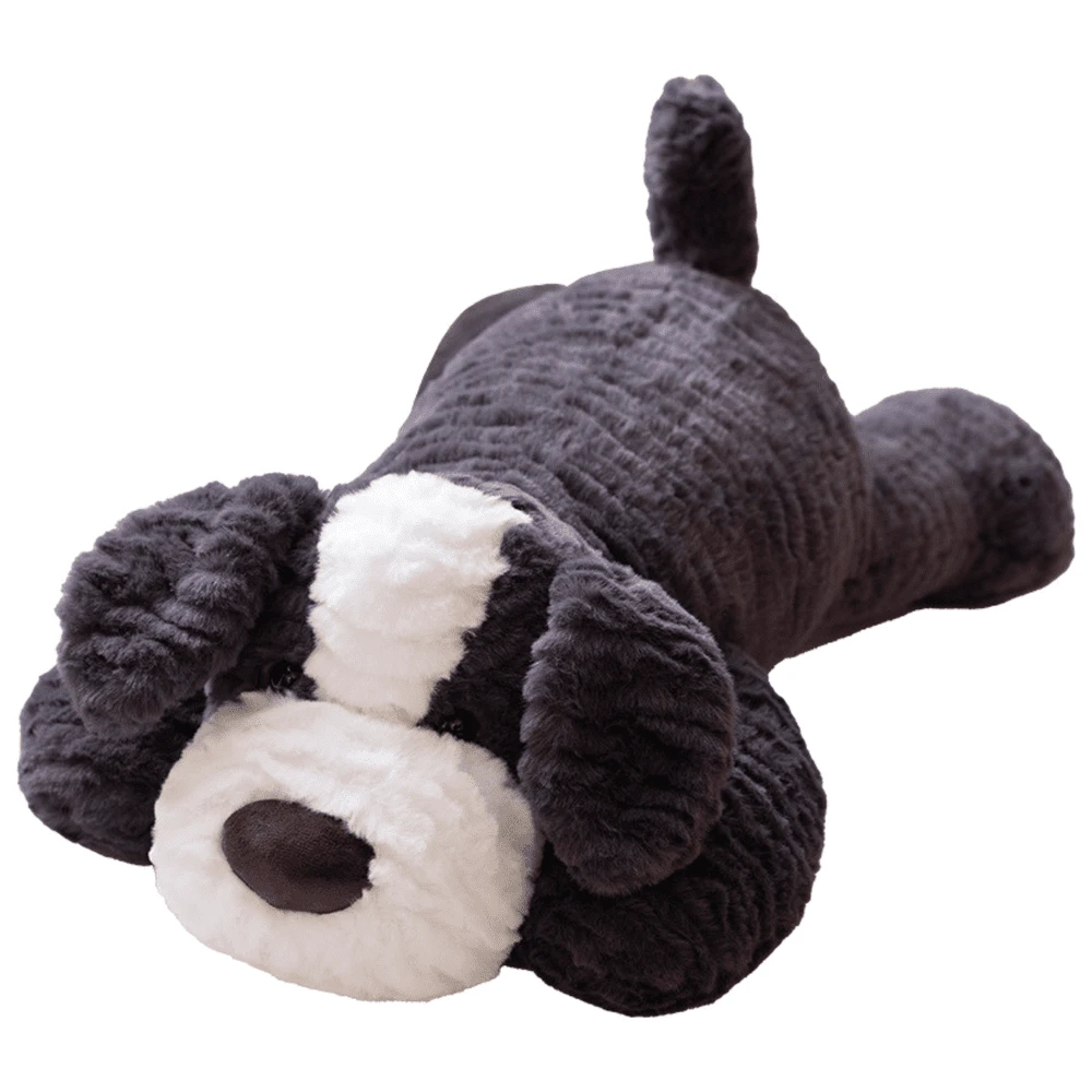 Lean Toys Pliušinis žaislas - tamsiai pilkas šuo, 30 cm aprašymas - Prekės nuotrauka