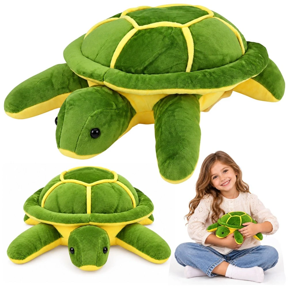 Lean Toys Pliušinis vėžlys, žalias ir geltonas, 23 × 19 × 10 cm