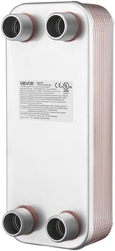VEVOR Plokštelinis šilumokaitis, 20 plokštelių, 126 x 301 mm