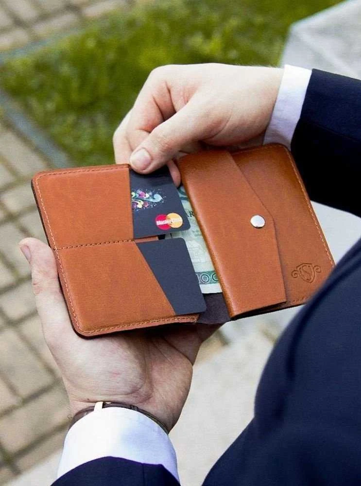Solier Accessories Piniginė vyrams su skyriumi monetoms SOLIER SW15 SLIM - Tamsiai ruda