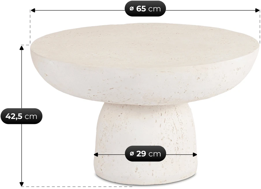 PLOT kavos staliukas, 65 cm, kreminės/smėlinės spalvos, modernus