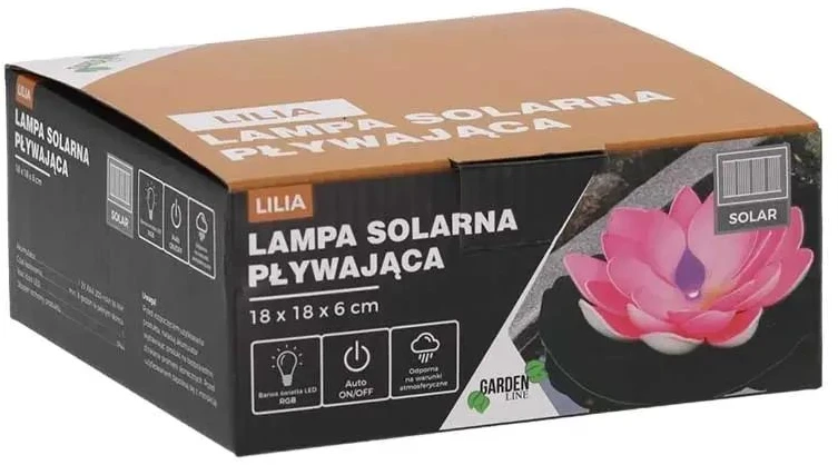 Plūduriuojanti saulės energijos lempa „Lelija“ RGB 18 x 18 x 6 cm