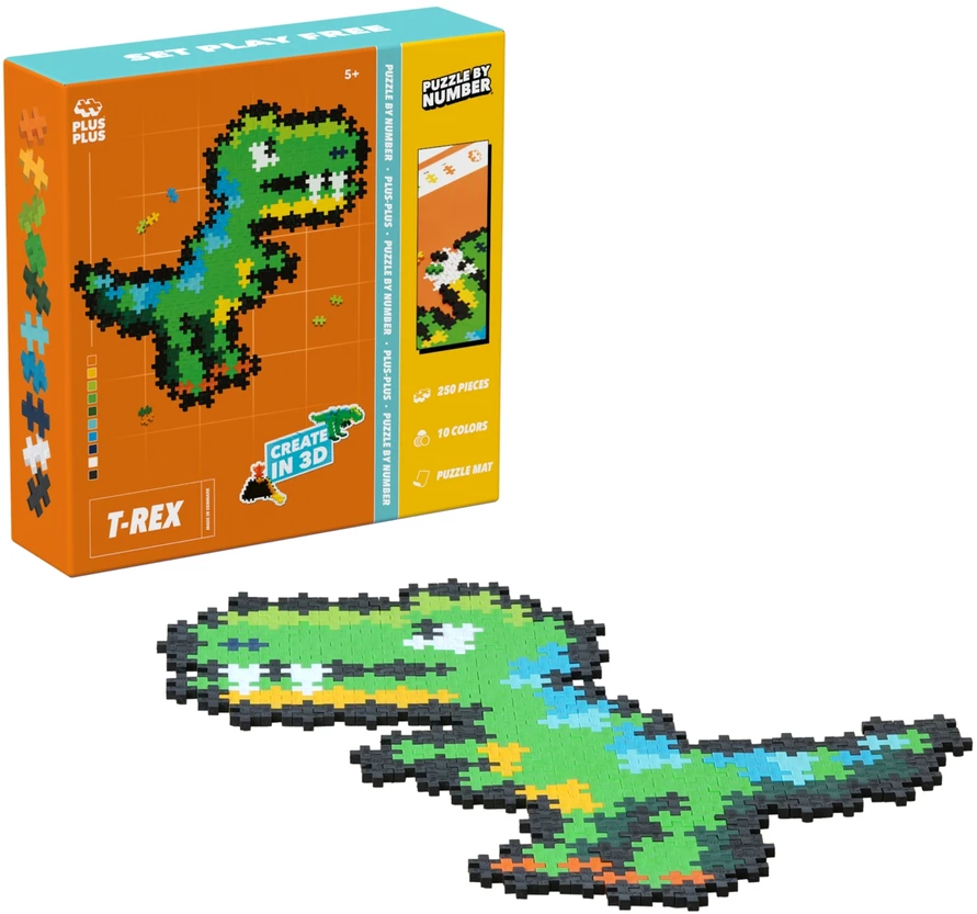 Plus Plus dėlionė pagal skaičius, T-REX, 250 det.
