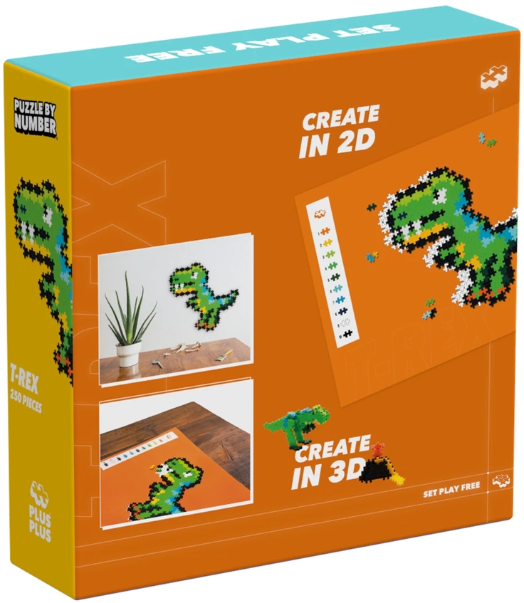 Plus Plus dėlionė pagal skaičius, T-REX, 250 det.