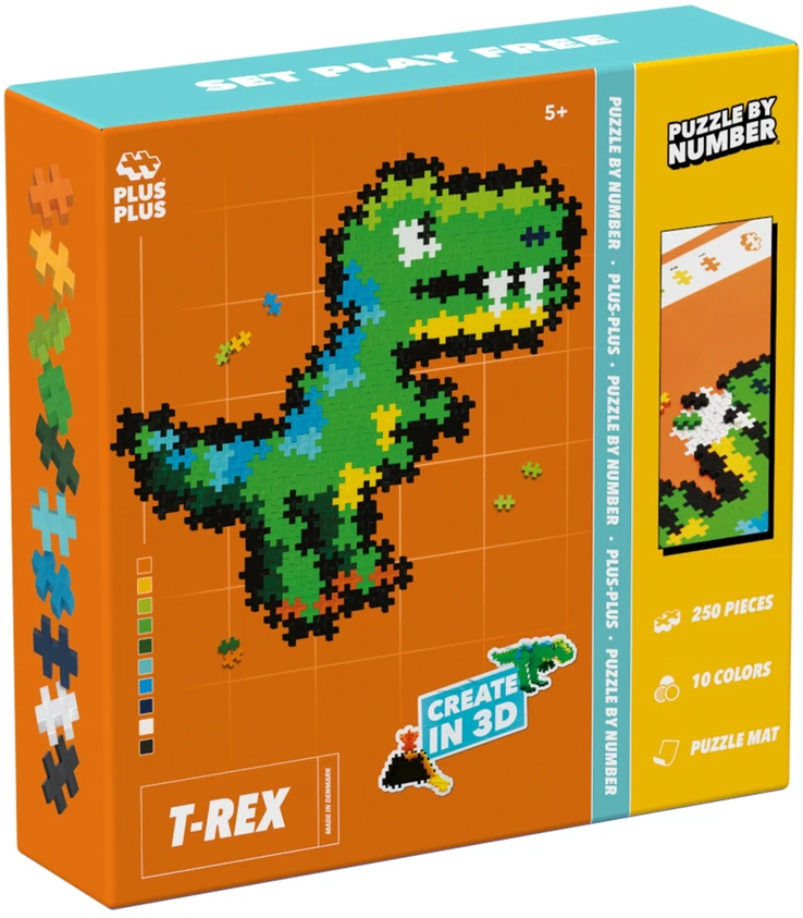 Plus Plus dėlionė pagal skaičius, T-REX, 250 det.