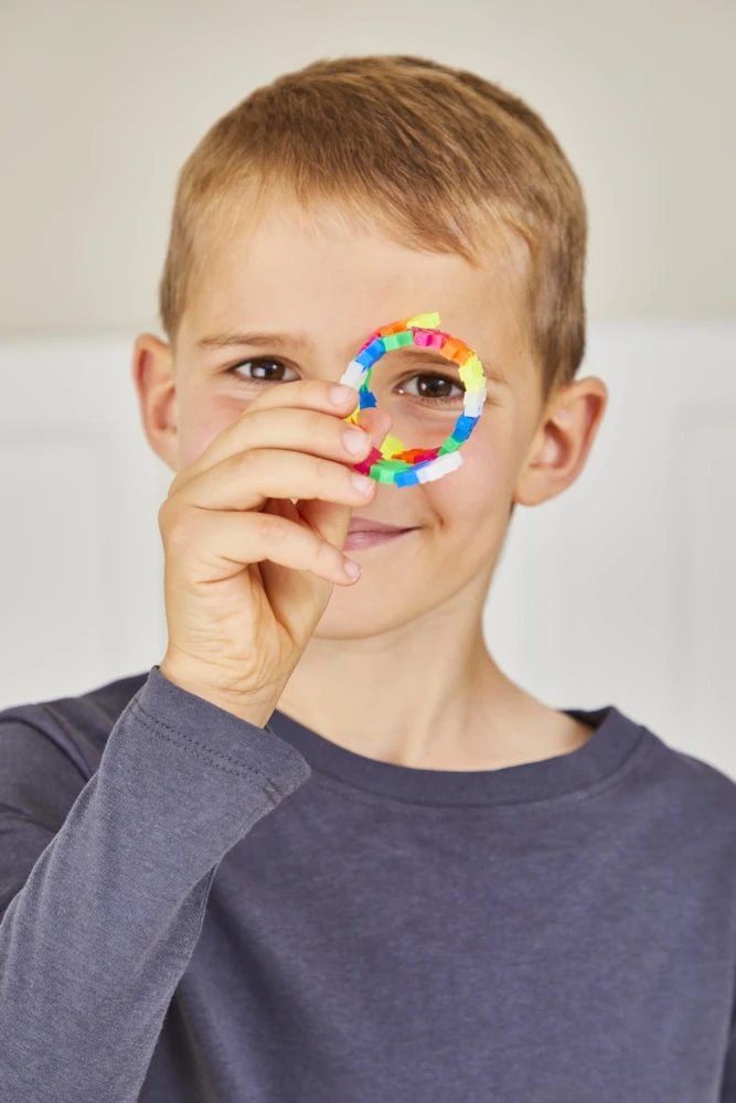 Plus-Plus Mini konstruktorius – 520 det., neoninių spalvų, 1 m vamzdelis