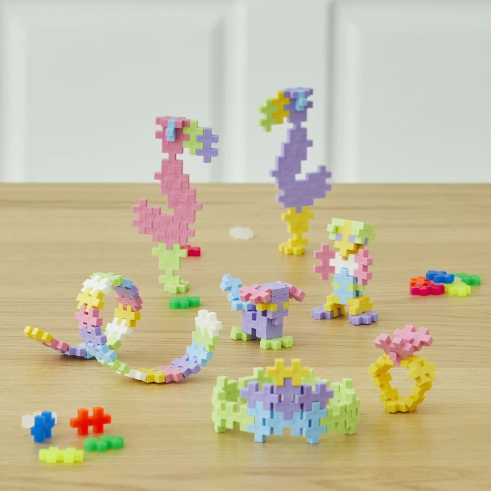 Plus-Plus Mini konstruktorius „1 metras“ – 520 pastelinių detalių (20 mm), 5–12 m.