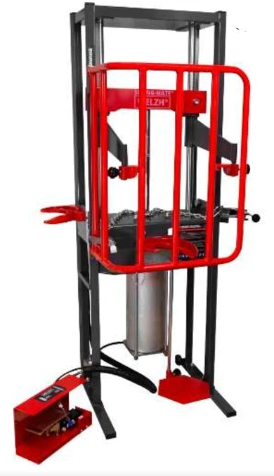 PNEUMATINĖ AMORTIZATORIŲ SPYRUOKLIŲ SUSPAUDIMO STOTIS | DVIGUBAS CILINDRAS | SU APSAUGINIU UŽRAKTU | 2000 KG (SP2T)