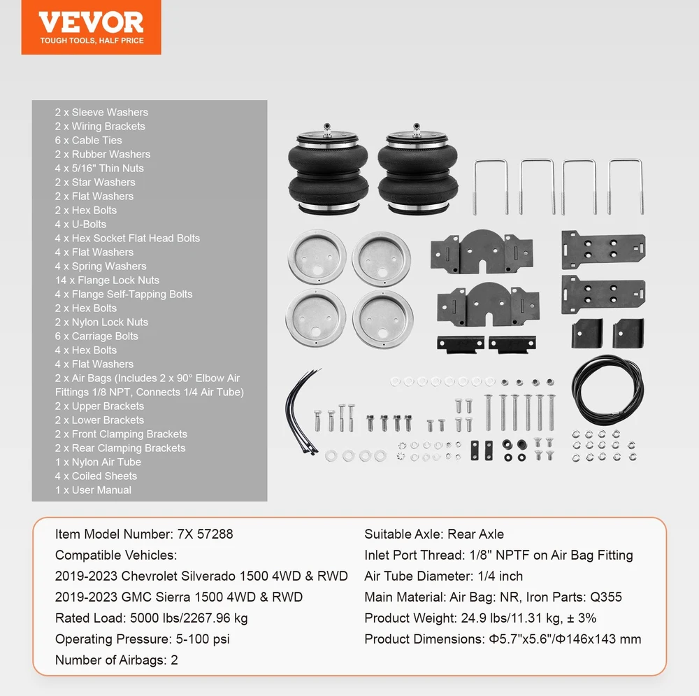 VEVOR Oro pagalvių pakaba Chevrolet Silverado GMC Sierra 1500