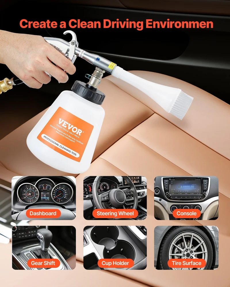 VEVOR Automobilio valymo pistoletas su skysčio buteliu