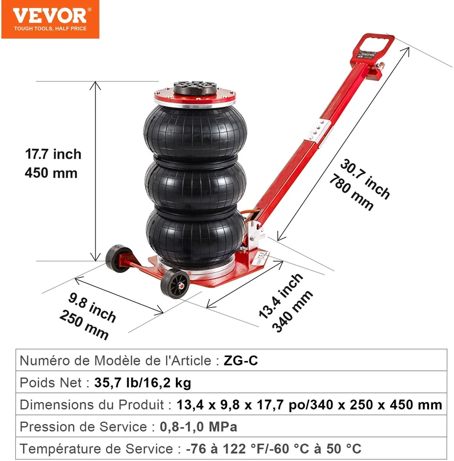 VEVOR 3 tonų trigubas oro keltuvas