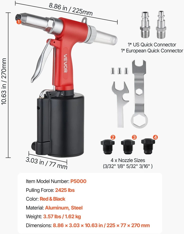 Pneumatinis kniediklis VEVOR P5000, 1100 kg traukimo jėga