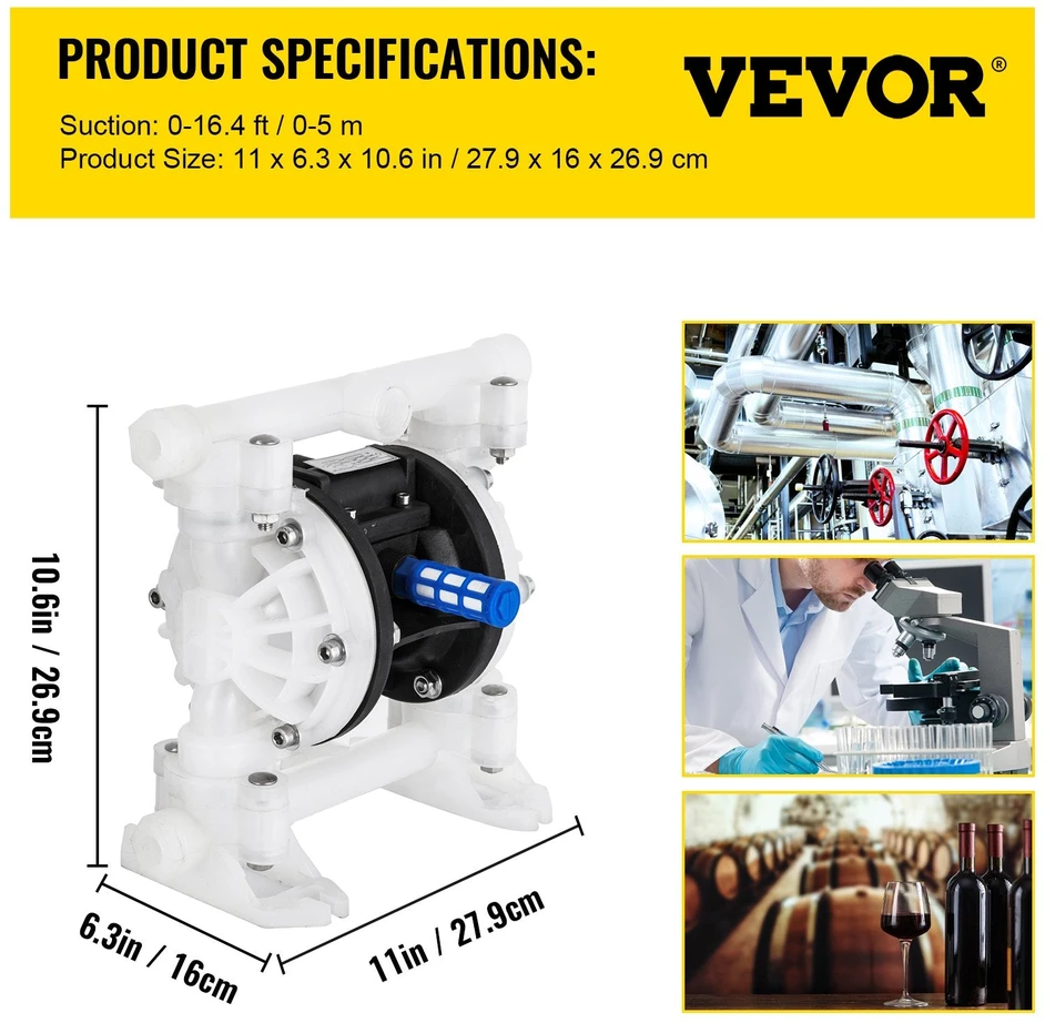 VEVOR Oro diafragminis siurblys, 7 GPM, 100 PSI, polipropilenas