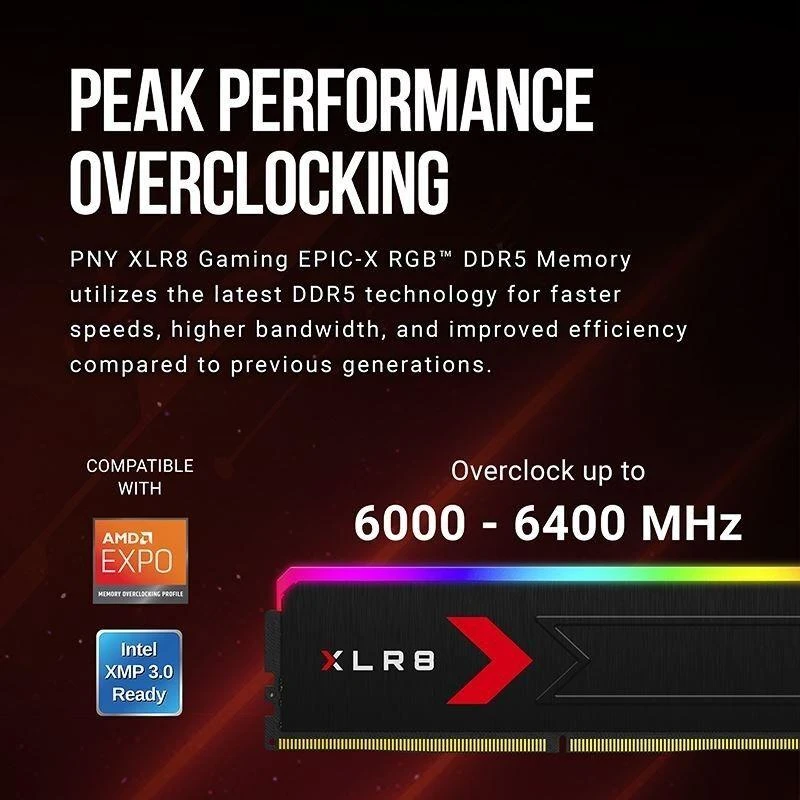 RAM Carruzzo PNY MD32GK2D5600036XRGB atminties modulis 32 GB 2 x 16 GB DDR5 288-pin DIMM