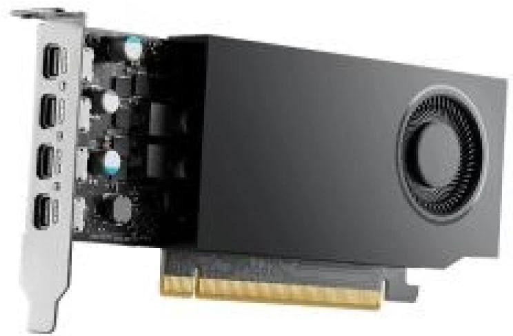 Ausinės PNY NVIDIA A1000 8GB GDDR6 128-bit, žemo profilio, PCIe 4.0 x8, vieno lizdo, 4 x Mini DisplayPort 1.4a, 50 W, LP laikiklis, maža dėžutė