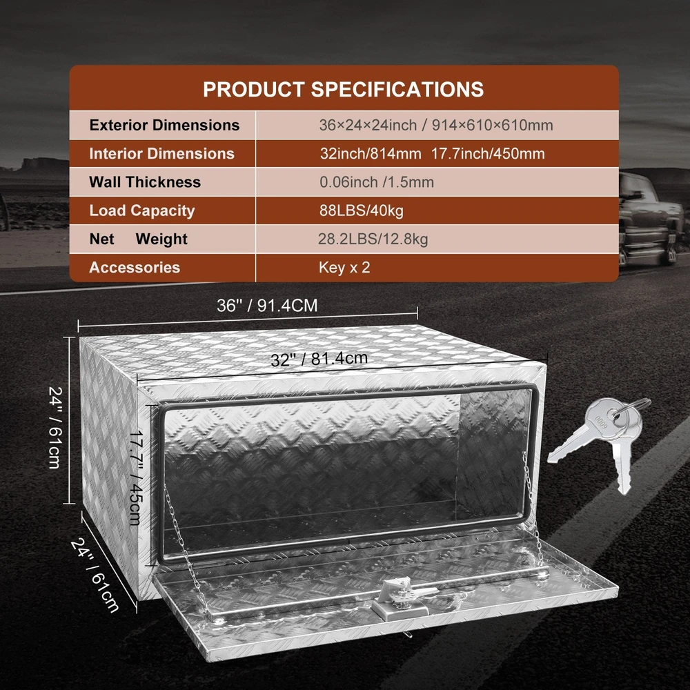 VEVOR Po automobiliu montuojama dėžė 91x61x61 cm