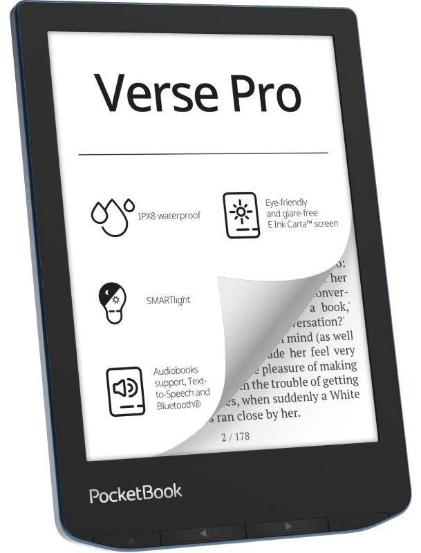 Elektroninė skaityklė Pocketbook Verse Pro 6" 16GB Azure (PB634-A-WW), Tamsiai mėlyna