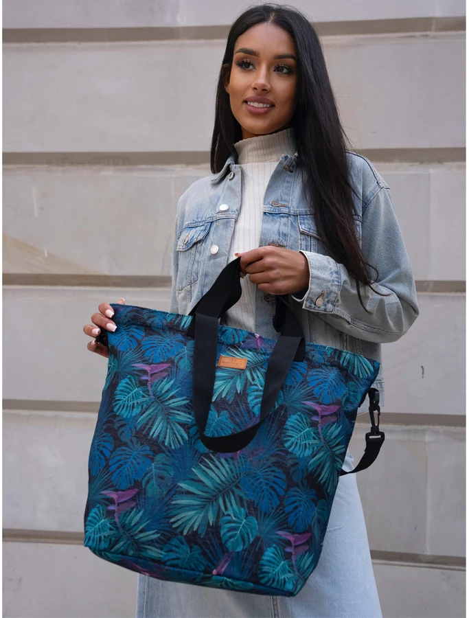 Pojemna torba shopper na zakupy w modny wzór - Rovicky