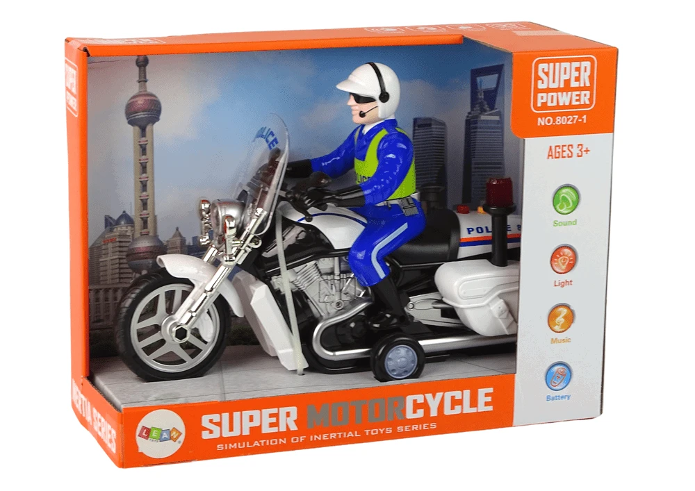„Lean Toys“ policijos motociklų varikliai policijos garsai šviesos policijos automobilis