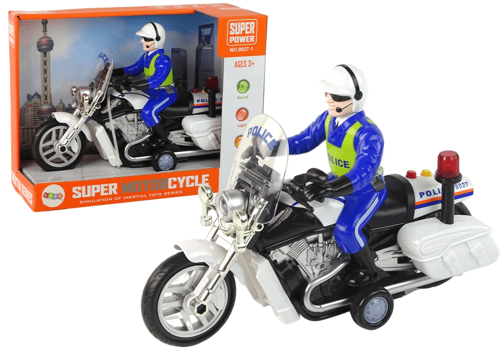 „Lean Toys“ policijos motociklų varikliai policijos garsai šviesos policijos automobilis