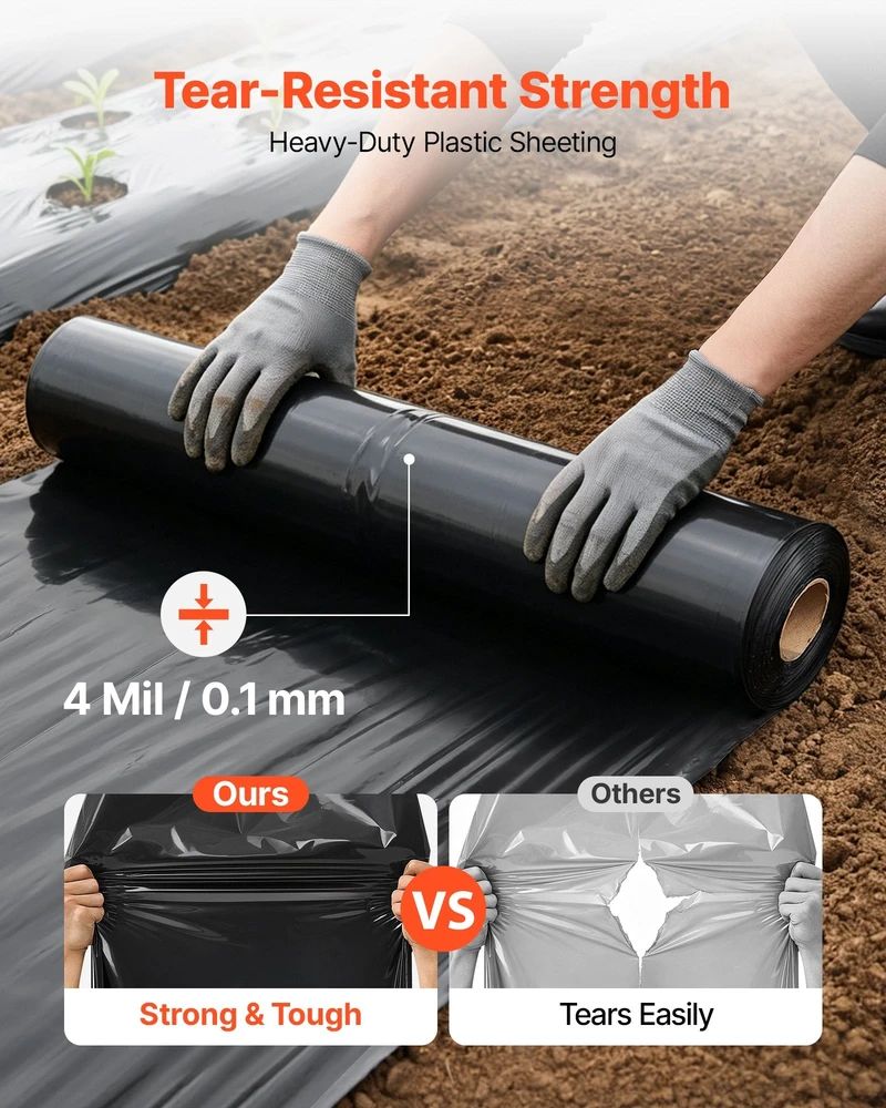 Polietileno plėvelė VEVOR YF10FT100FTB4MIL, 3,05 x 30,48 m, 0,1 mm