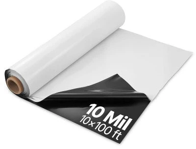 Vevor 10 mil plastiko plėvelės rulonas 10 x 100 FT juoda ir balta