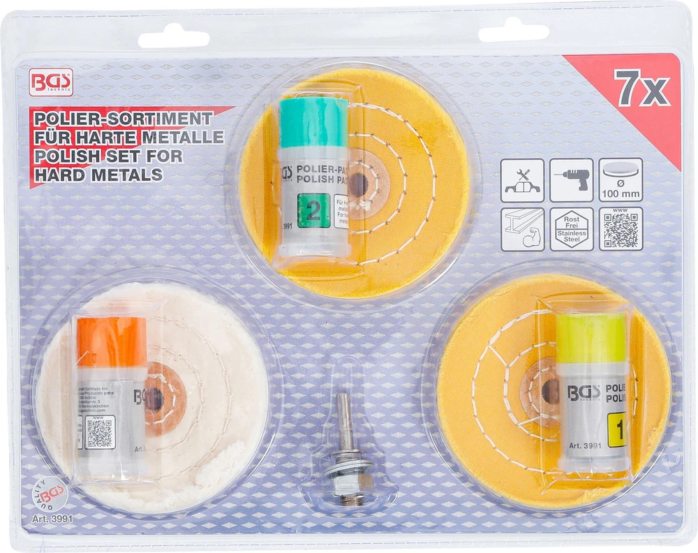 POLIRAVIMO RINKINYS KIETAJAM METALUI | 7 VNT. (3991)
