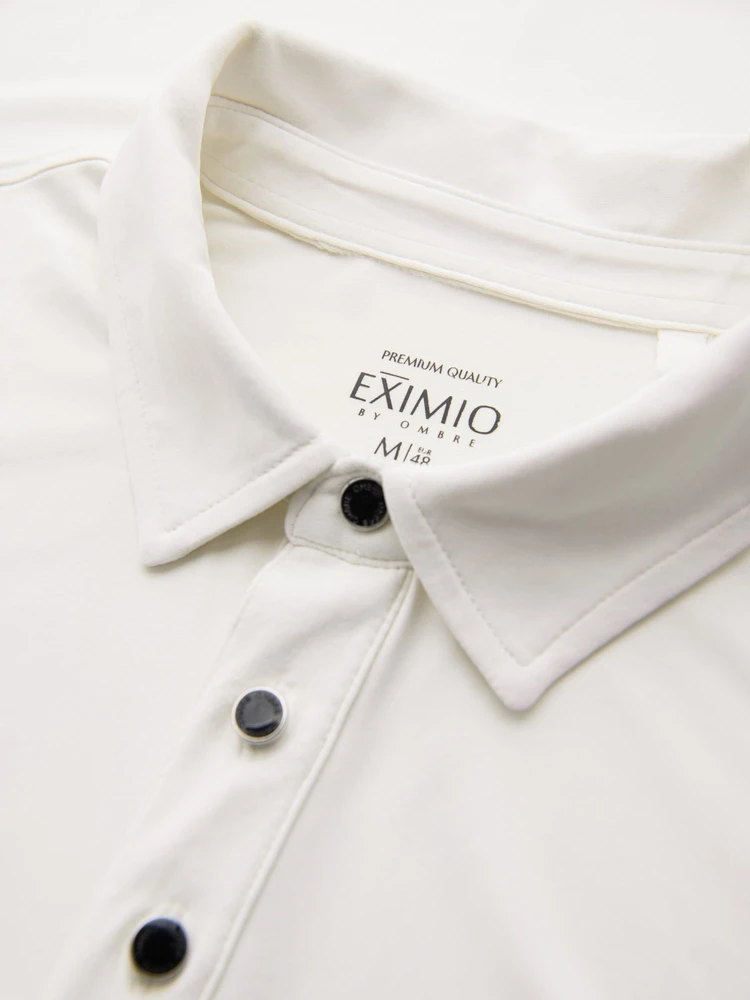 Polo marškinėliai vyriški smėlio spalvos tamprūs V2 OM-POSS-0150