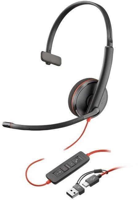 HP Poly „Poly Blackwire 3225“ stereofoninės ausinės su „USB-C“ jungtimi, 3,5 mm kištuku ir „USB-C/A“ tipo adapteriu (didelis kiekis)