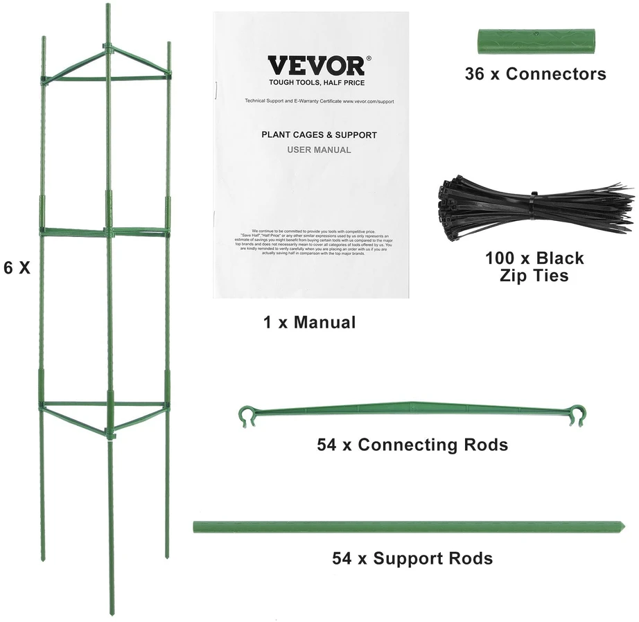 VEVOR Dalomos pomidorų atramos, 6 vnt., 48 cm