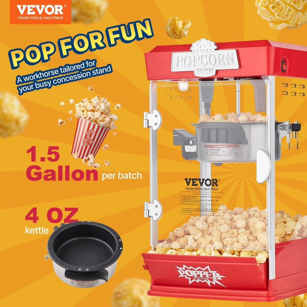VEVOR Stalinis spragėsių gaminimo aparatas 480W 113 g raudonas