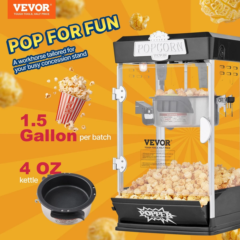 VEVOR Stalinis spragėsiais aparatas 480W 4oz juodas