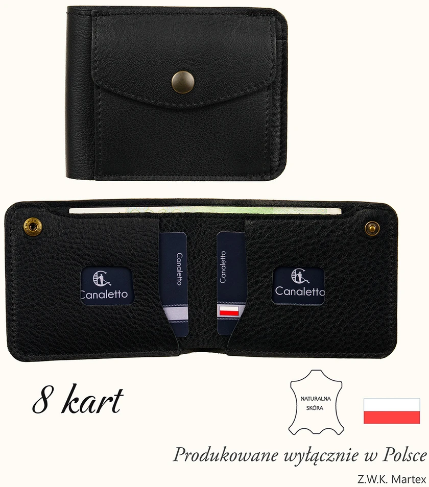 Portfel skórzany Canaletto Slim na zatrzask PM2452s246