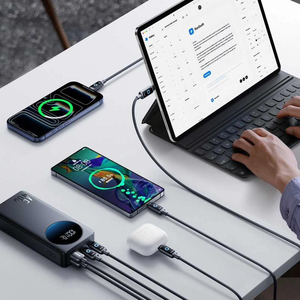 Išorinė baterija Joyroom JR-PBF02 Pro 20000 mAh 45 W su skaitmeniniu ekranu, 2x USB-A, 2x USB-C, juoda